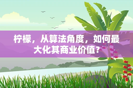 柠檬，从算法角度，如何最大化其商业价值？