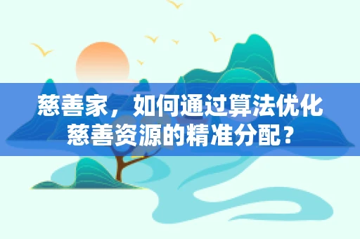 慈善家，如何通过算法优化慈善资源的精准分配？