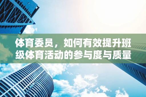 体育委员，如何有效提升班级体育活动的参与度与质量？