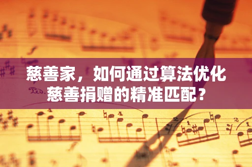 慈善家，如何通过算法优化慈善捐赠的精准匹配？