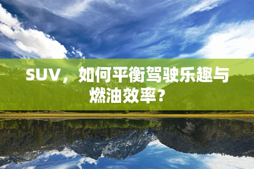 SUV，如何平衡驾驶乐趣与燃油效率？