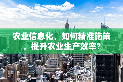 农业信息化，如何精准施策，提升农业生产效率？