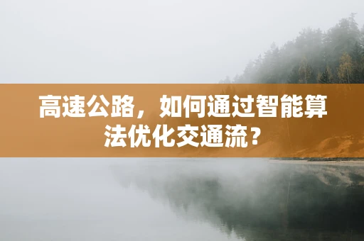 高速公路，如何通过智能算法优化交通流？