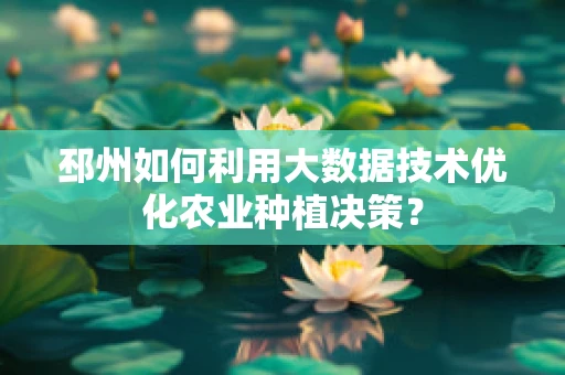 邳州如何利用大数据技术优化农业种植决策？